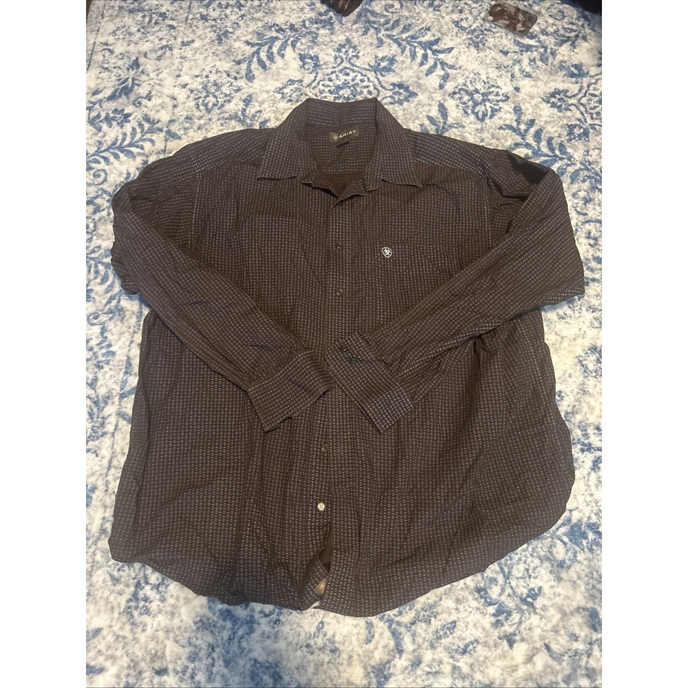 Ariat Shirt Mens 2XL Multicolor Geometric Long Sleeve Button Down Cotton Pocket
